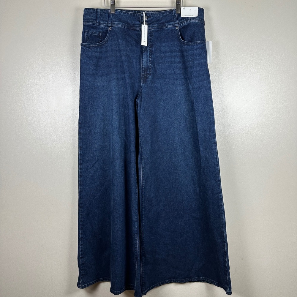Jessica Simpson Women's 16 Super Wide Leg Jeans Willow Dark Wash High Rise NEW - Picture 2 of 12